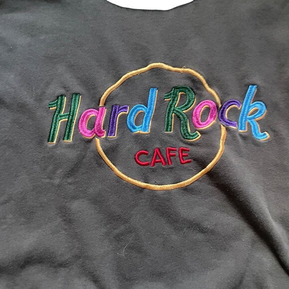 Hard Rock Cafe Womens Embroidered Pullover Sweatshirt Gray Multicolor Logo - Picture 5 of 5